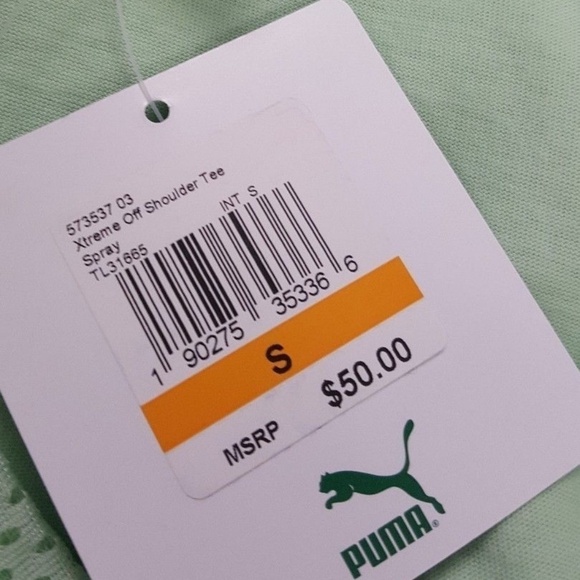 Puma l Spray Green Xtreme Off Shoulder Mesh Tee - Picture 4 of 7